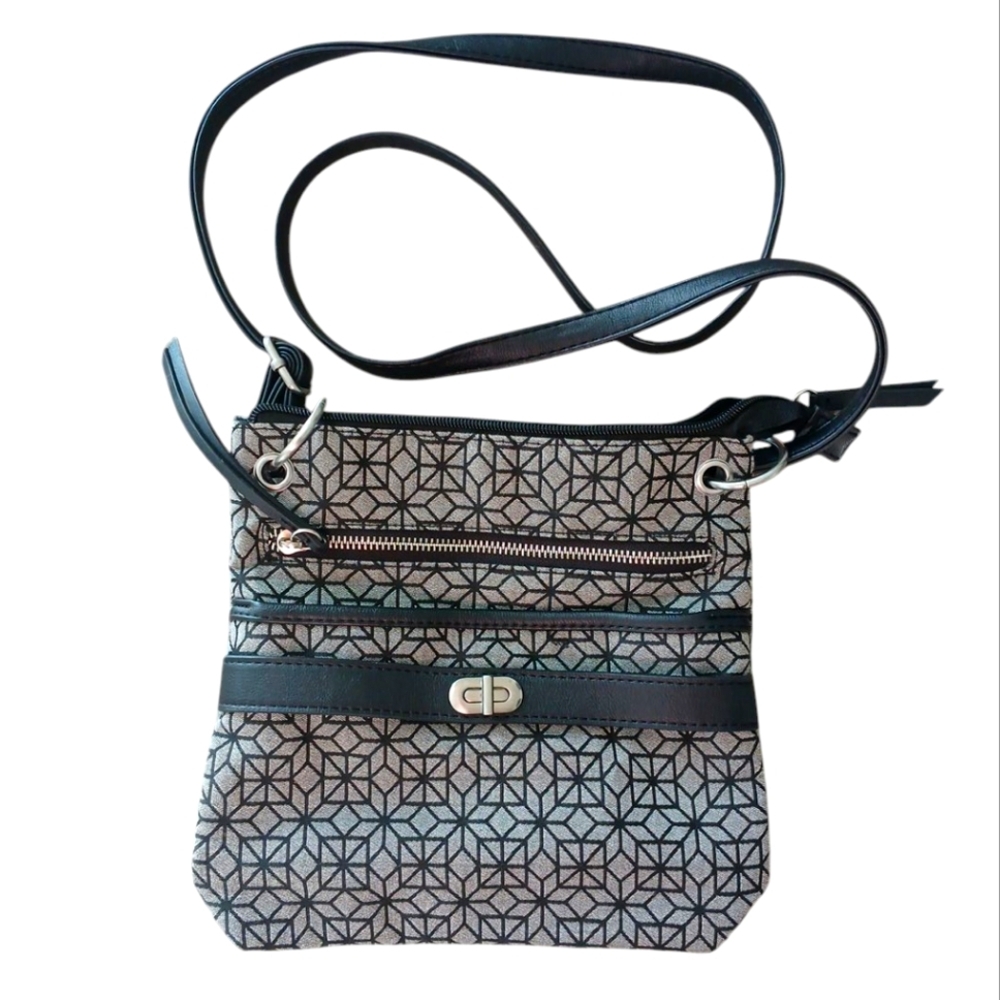 Time and Tru Black and Gray Crossbody Bag